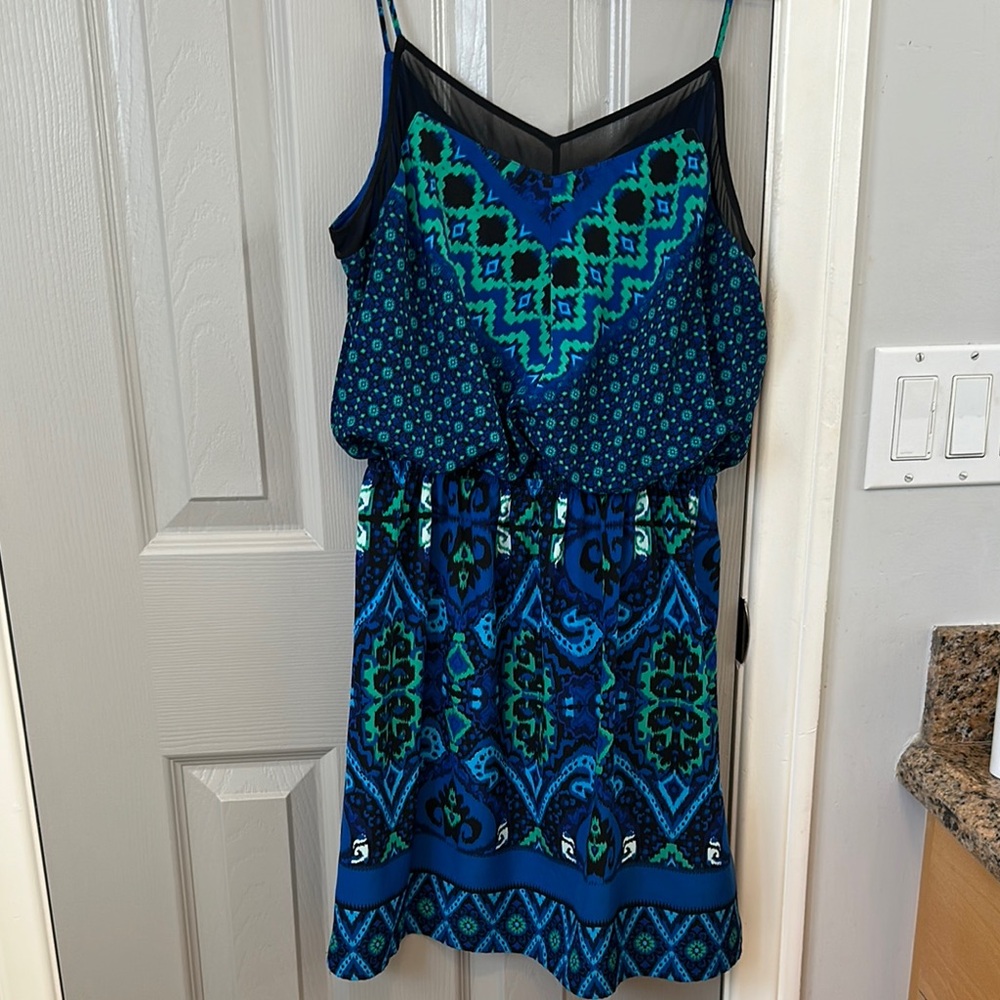 Express Blue Sleeveless Spaghetti Strap Sundress